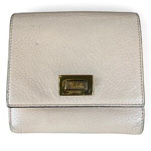 Women’s Fendi Light Pink Leather Turn Clasp Bifold Wallet- Metallic Gold Inner